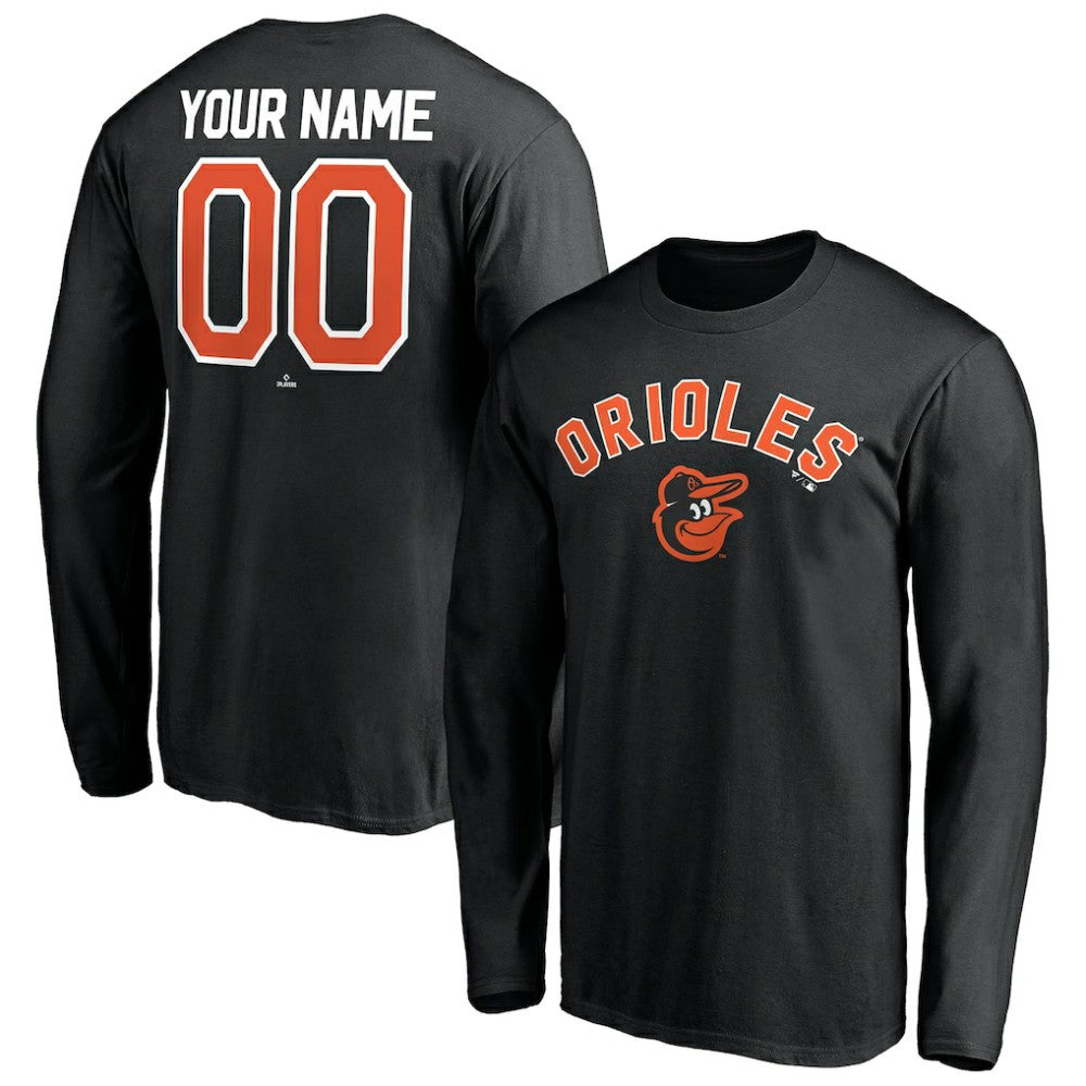Baltimore Orioles Personalized Winning Streak Name & Number Long Sleeve T-Shirt - Black