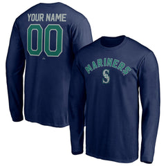 Seattle Mariners Personalized Winning Streak Name & Number Long Sleeve T-Shirt - Navy