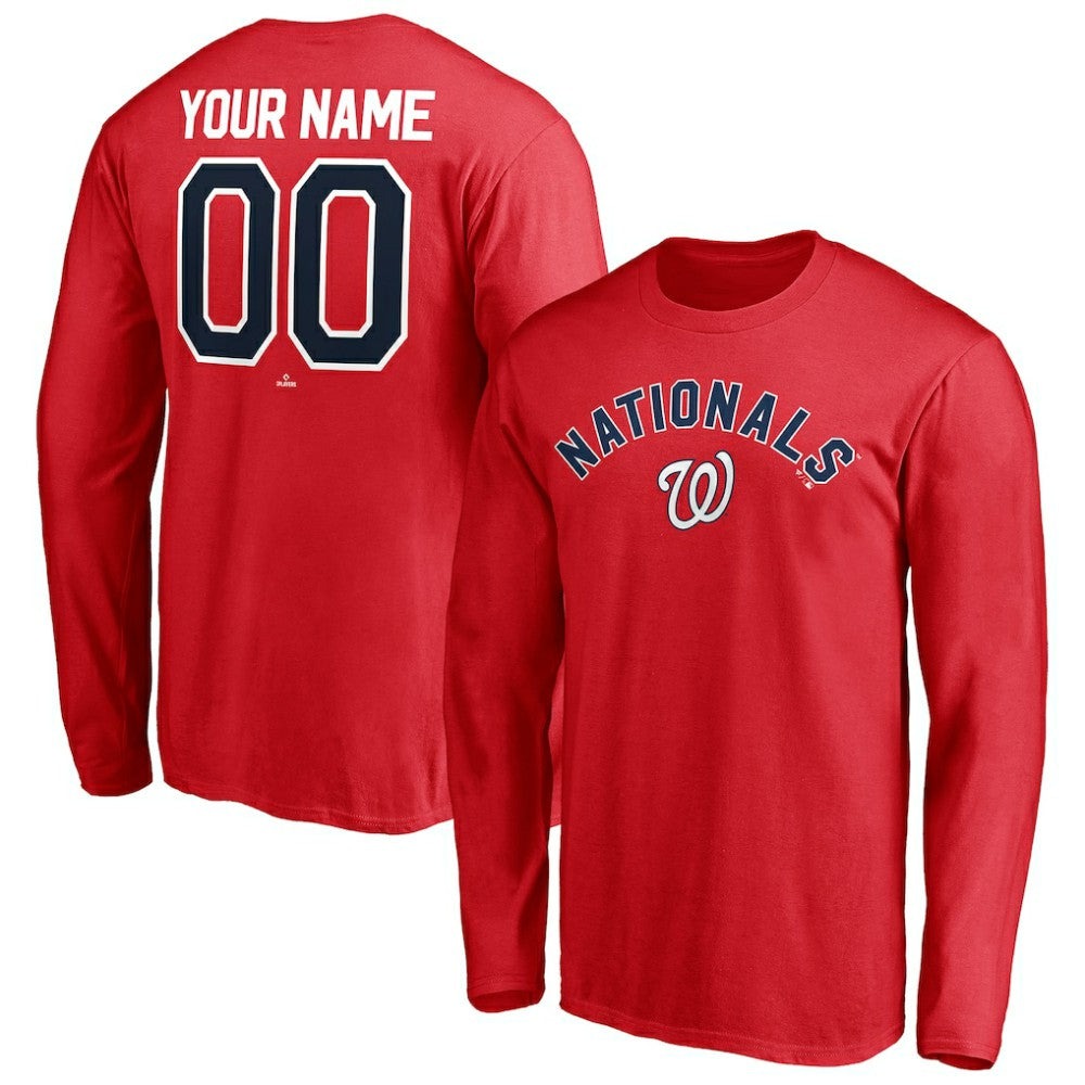 Washington Nationals Personalized Winning Streak Name & Number Long Sleeve T-Shirt - Red