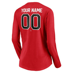 Cincinnati Reds Women's Personalized Winning Streak Name & Number Long Sleeve V-Neck T-Shirt - Red