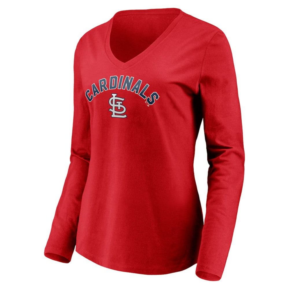 St. Louis Cardinals Women's Personalized Winning Streak Name & Number Long Sleeve V-Neck T-Shirt - Red