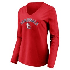 St. Louis Cardinals Women's Personalized Winning Streak Name & Number Long Sleeve V-Neck T-Shirt - Red