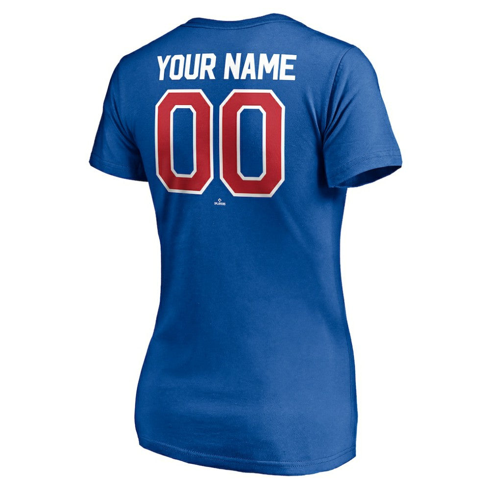 Chicago Cubs Women's Personalized Winning Streak Name & Number V-Neck T-Shirt - Royal