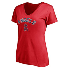Los Angeles Angels Women's Personalized Winning Streak Name & Number V-Neck T-Shirt - Red