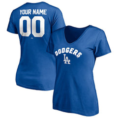 Los Angeles Dodgers Women's Personalized Winning Streak Name & Number V-Neck T-Shirt - Royal