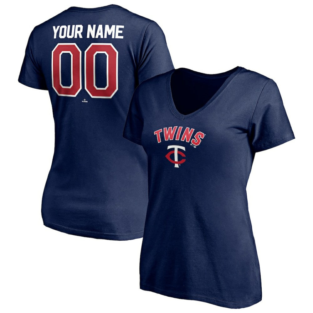 Minnesota Twins Women's Personalized Winning Streak Name & Number V-Neck T-Shirt - Navy
