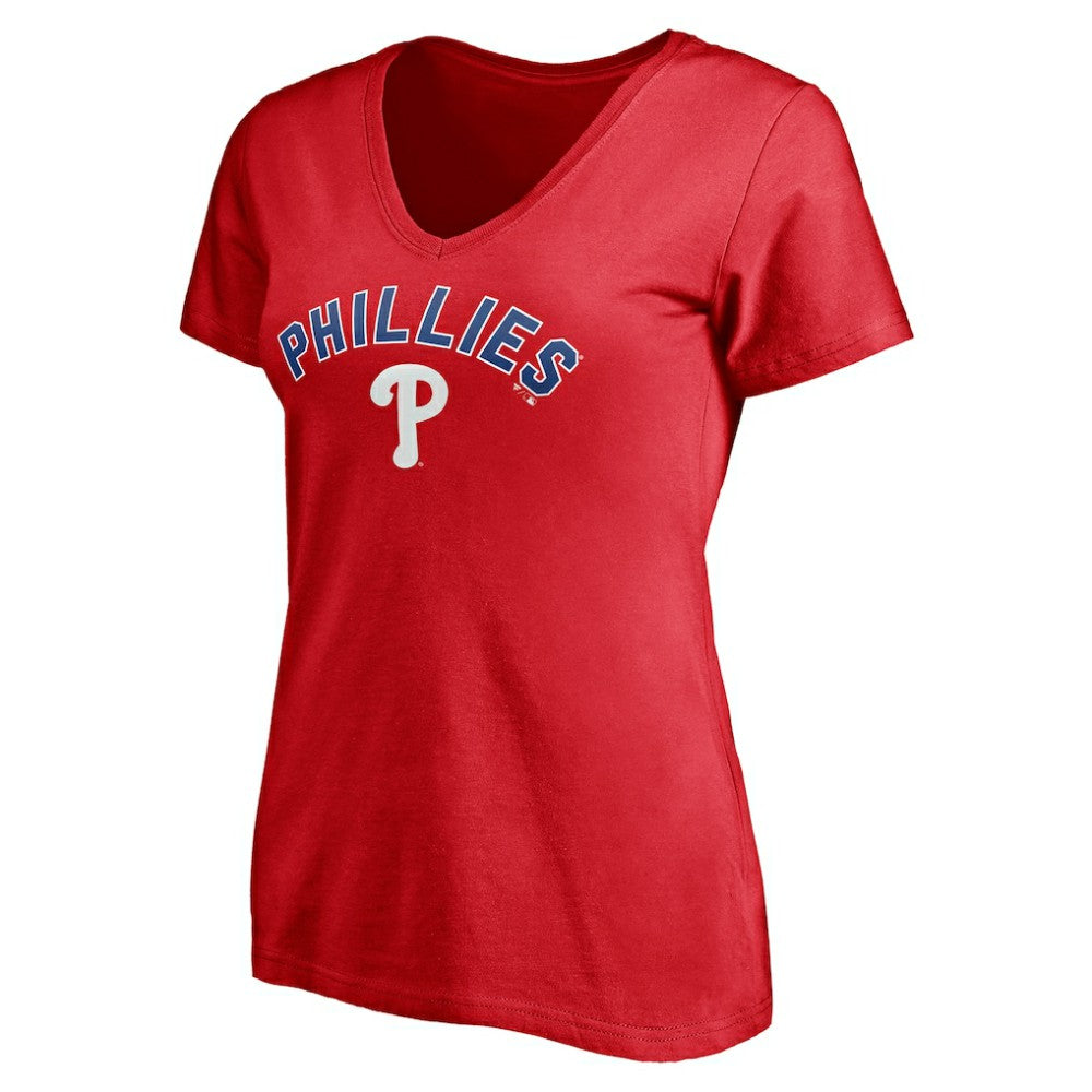 Philadelphia Phillies Women's Personalized Winning Streak Name & Number V-Neck T-Shirt - Red