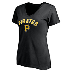 Pittsburgh Pirates Women's Personalized Winning Streak Name & Number V-Neck T-Shirt - Black