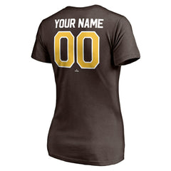 San Diego Padres Women's Personalized Winning Streak Name & Number V-Neck T-Shirt - Brown