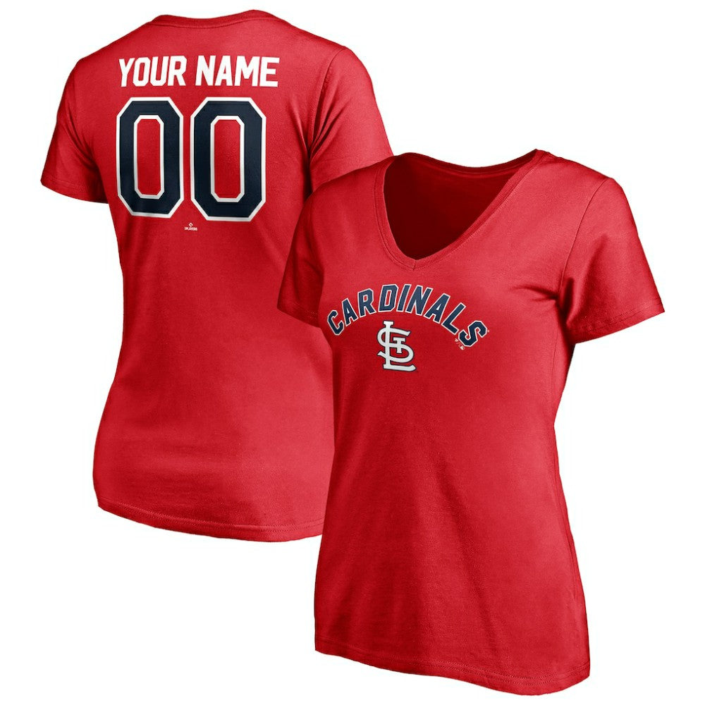 St. Louis Cardinals Women's Personalized Winning Streak Name & Number V-Neck T-Shirt - Red