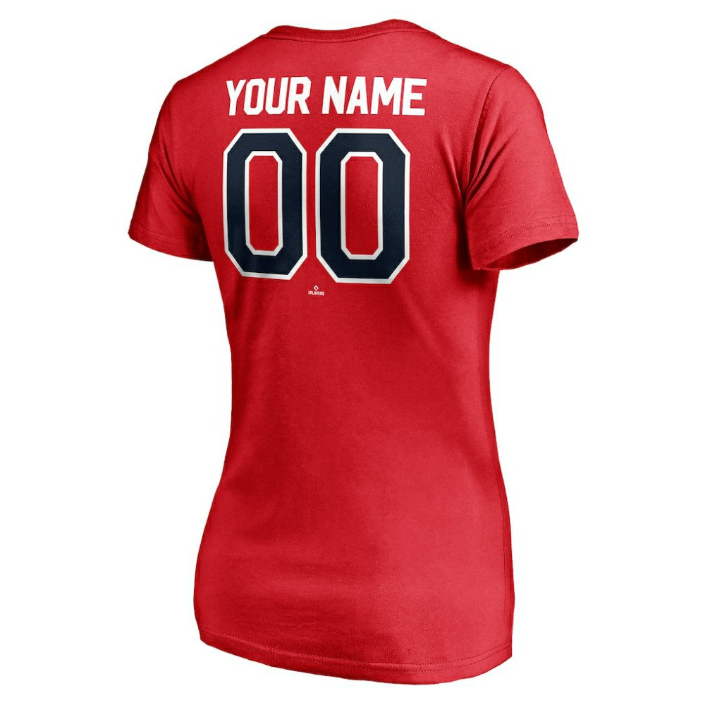 Washington Nationals Women's Personalized Winning Streak Name & Number V-Neck T-Shirt - Red