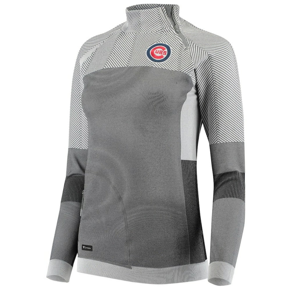 Chicago Cubs Levelwear Women's Verse Asymmetrical Raglan Tri-Blend Quarter-Zip Jacket - Gray