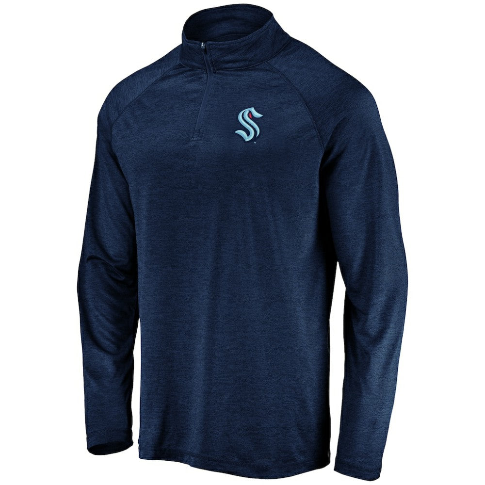 Seattle Kraken Fanatics Primary Logo Quarter-Zip Pullover Fleece Jacket Navy
