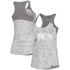 Las Vegas Raiders New Era Women's Space Dye Racerback Scoop Neck Tank Top - Silver/Black outlet