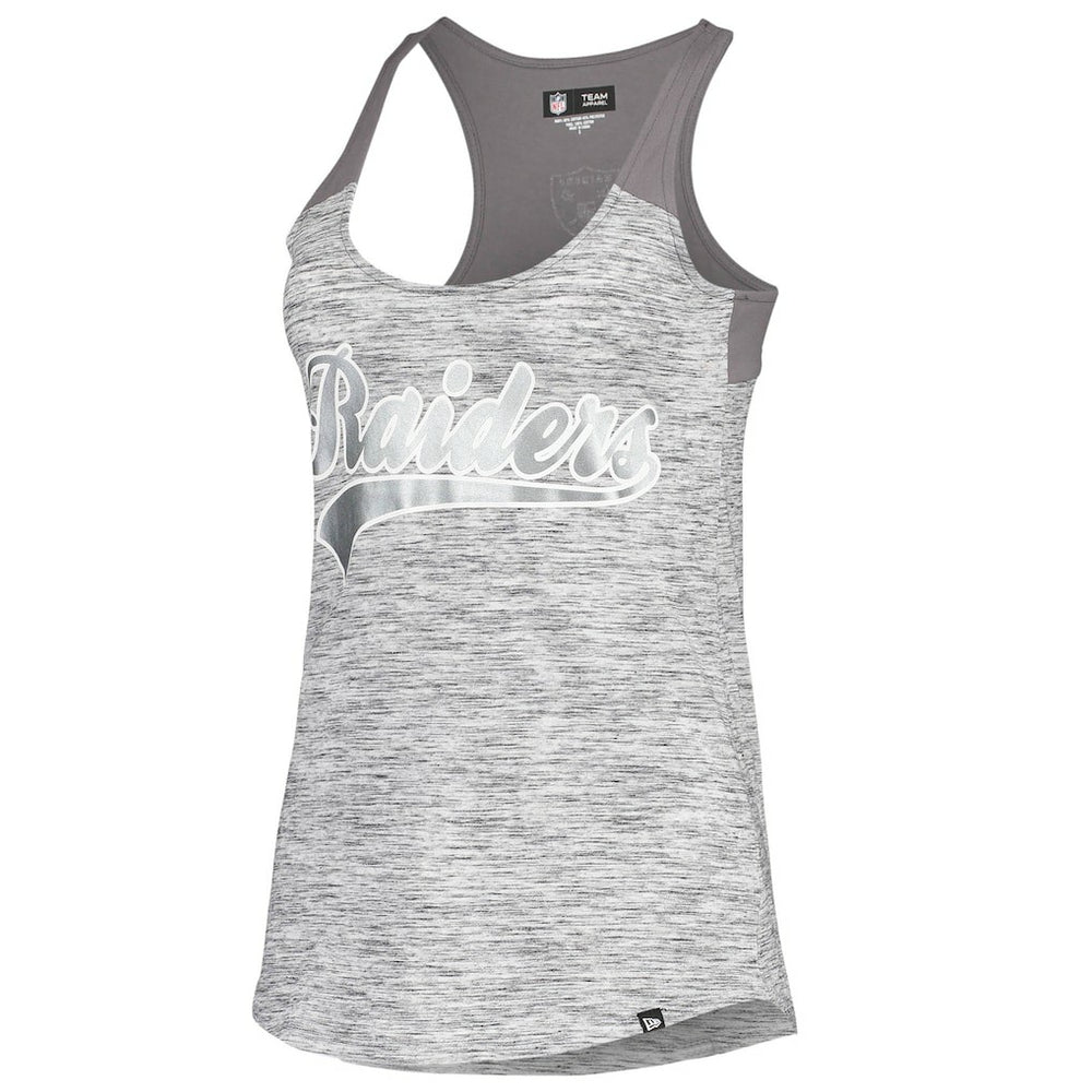 Las Vegas Raiders New Era Women's Space Dye Racerback Scoop Neck Tank Top - Silver/Black outlet