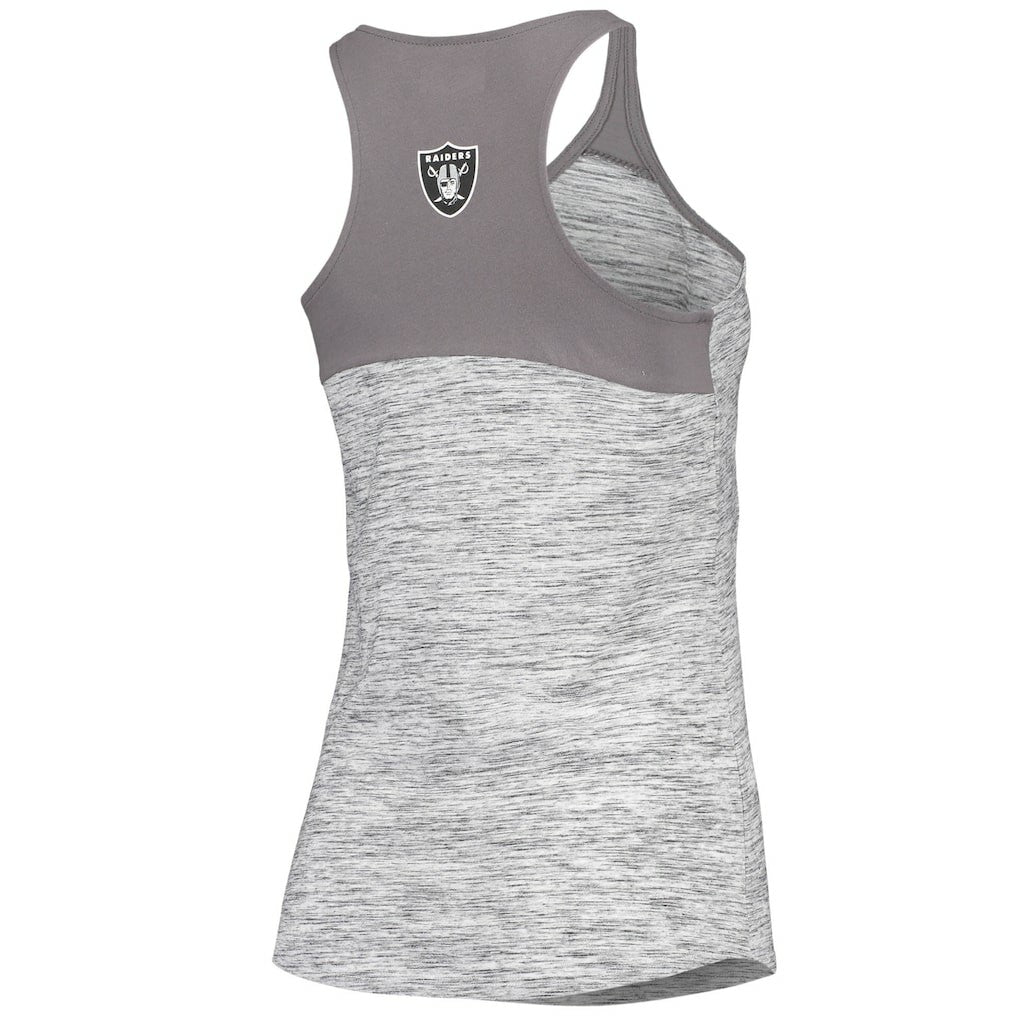 Las Vegas Raiders New Era Women's Space Dye Racerback Scoop Neck Tank Top - Silver/Black outlet