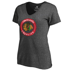 Chicago Blackhawks Women's #WeSkateFor V-Neck T-Shirt Heather Gray