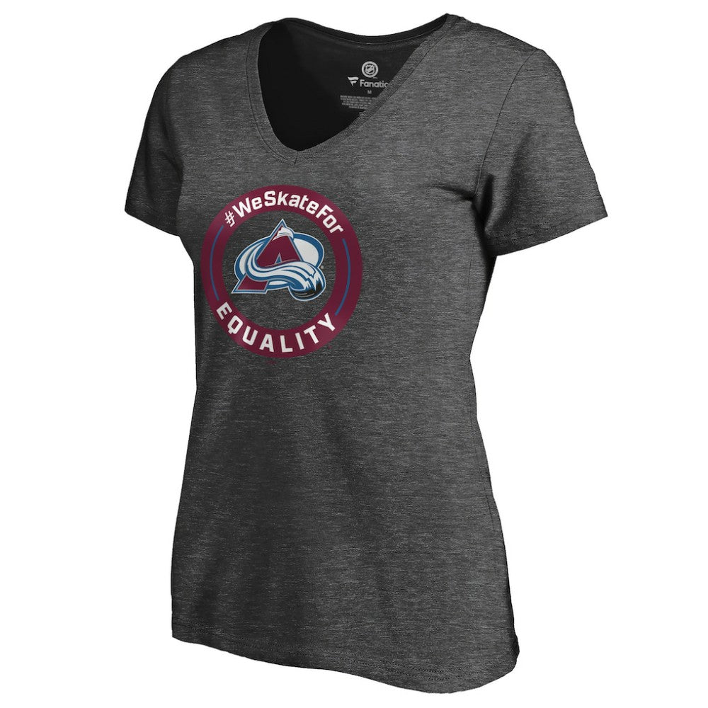 Colorado Avalanche Women's #WeSkateFor V-Neck T-Shirt Heather Gray