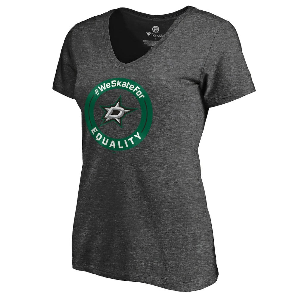 Dallas Stars Women's #WeSkateFor V-Neck T-Shirt Heather Gray