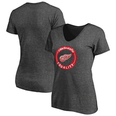 Detroit Red Wings Women's #WeSkateFor V-Neck T-Shirt Heather Gray