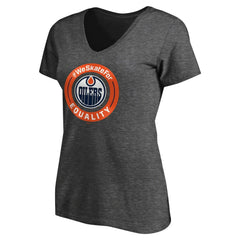 Edmonton Oilers Women's #WeSkateFor V-Neck T-Shirt Heather Gray