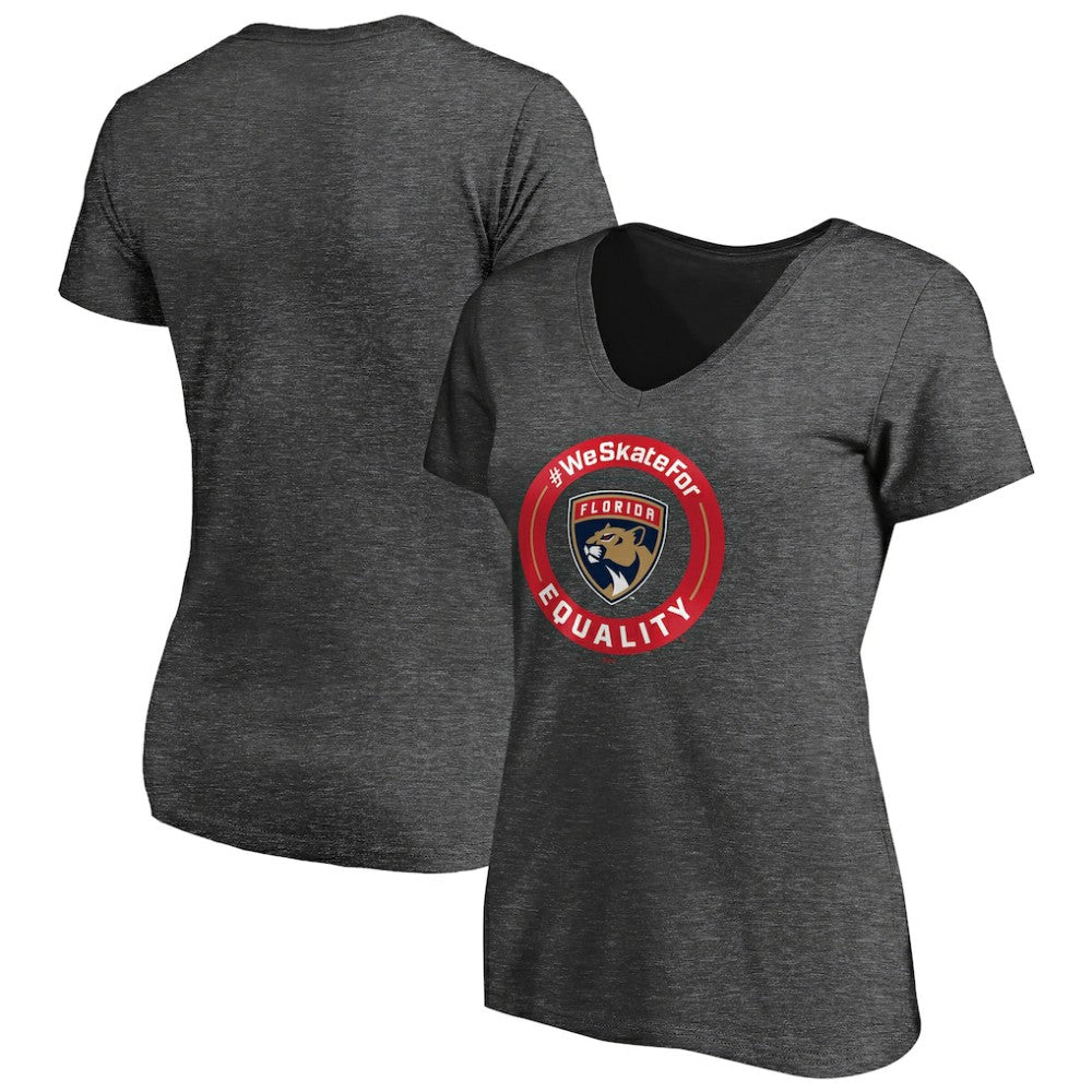 Florida Panthers Women's #WeSkateFor V-Neck T-Shirt Heather Gray