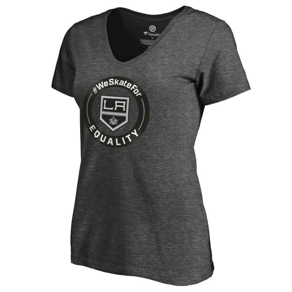 Los Angeles Kings Women's #WeSkateFor V-Neck T-Shirt Heather Gray