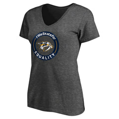 Nashville Predators Women's #WeSkateFor V-Neck T-Shirt Heather Gray