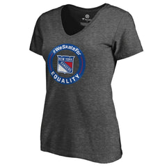 New York Rangers Women's #WeSkateFor V-Neck T-Shirt Heather Gray