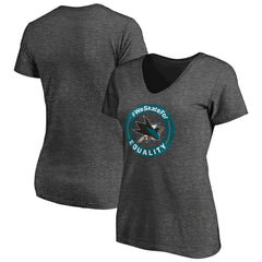San Jose Sharks Women's #WeSkateFor V-Neck T-Shirt Heather Gray