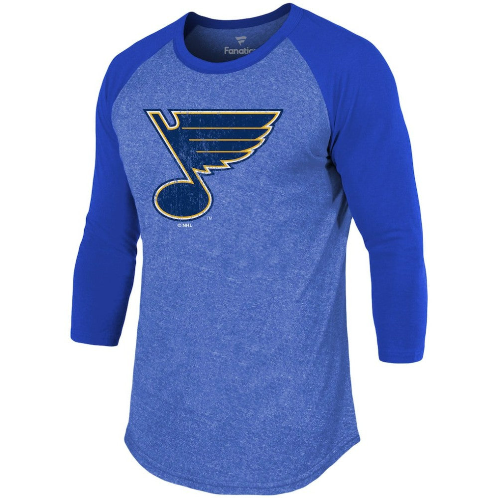 Jordan Binnington St. Louis Blues Fanatics Name & Number Tri-Blend Raglan 3/4-Sleeve T-Shirt Blue