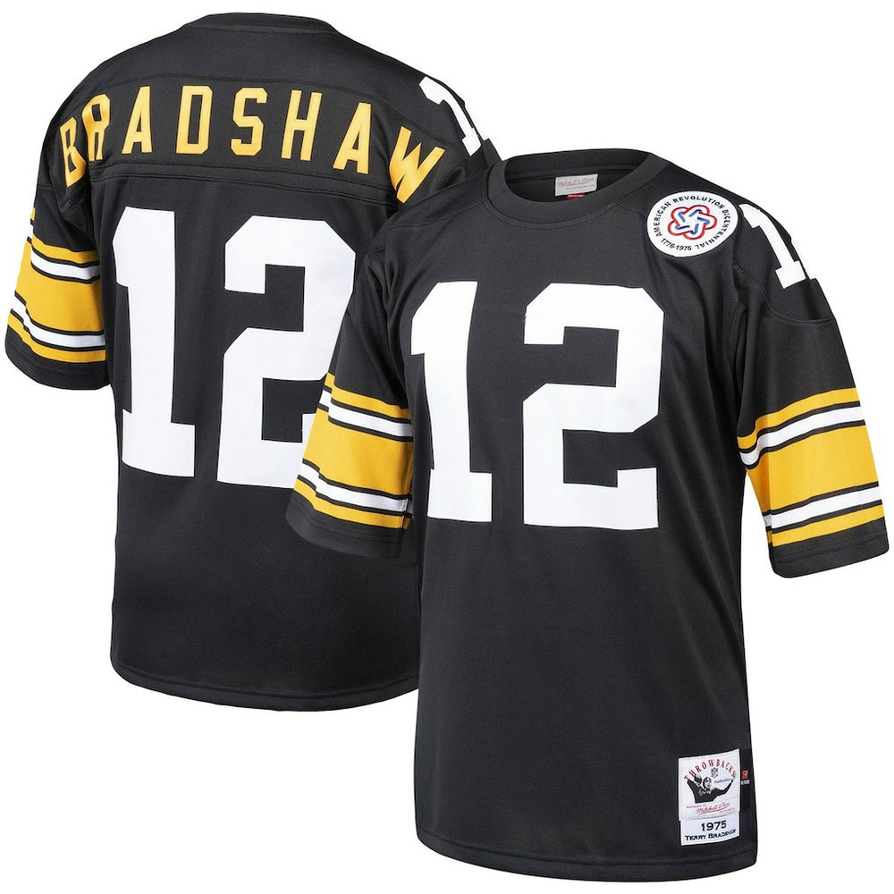 Terry Bradshaw Pittsburgh Steelers Authentic Throwback Retired Player Jersey - Black sale