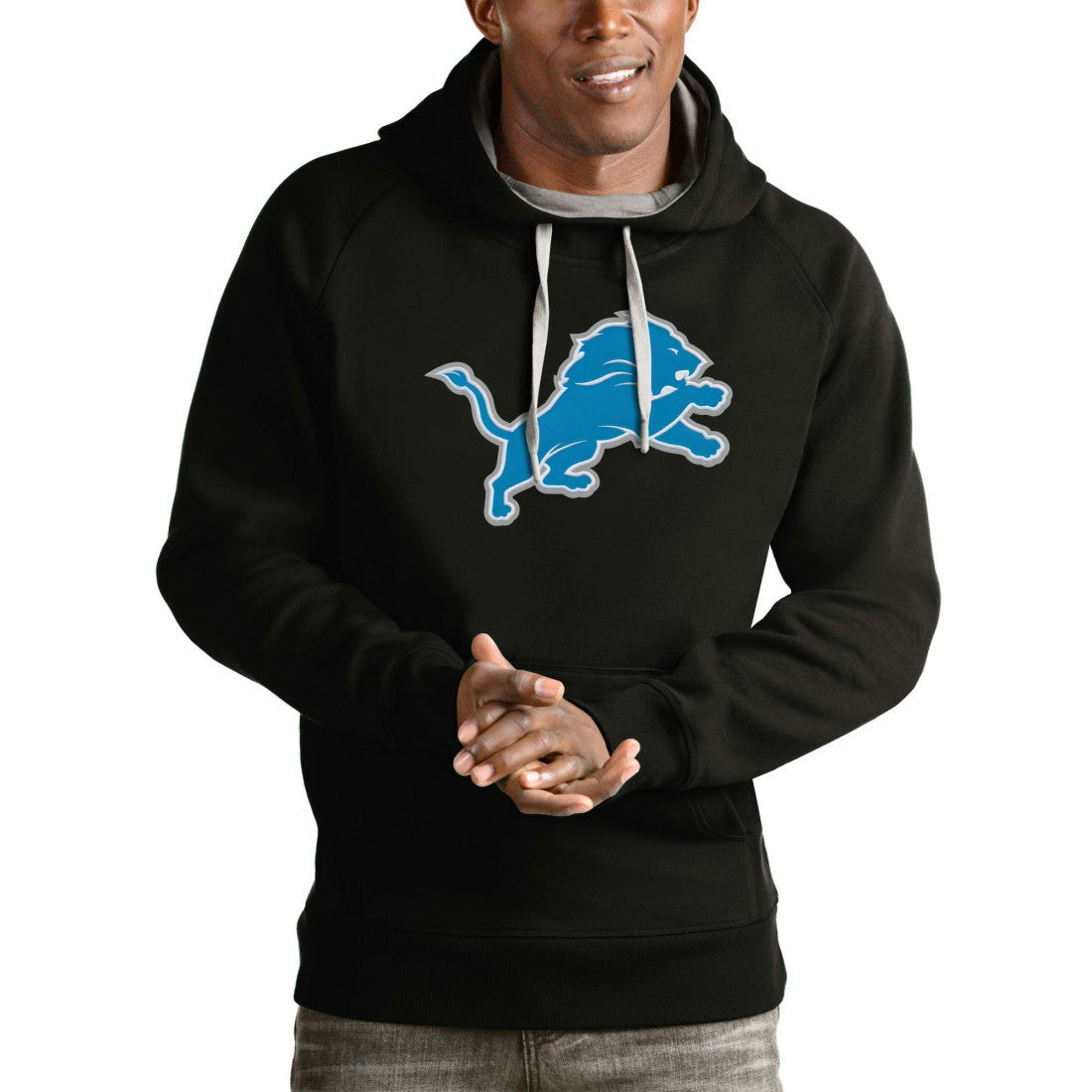 Detroit Lions Antigua Victory Pullover Hoodie - Black outlet