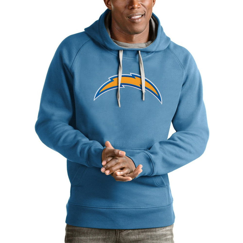 Los Angeles Chargers Antigua Victory Pullover Hoodie - Light Blue discount