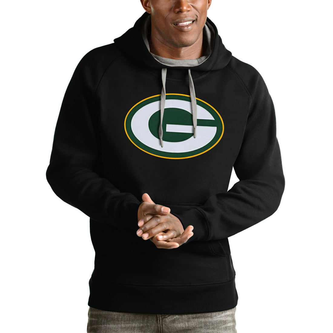 Green Bay Packers Antigua Victory Pullover Hoodie - Black outlet