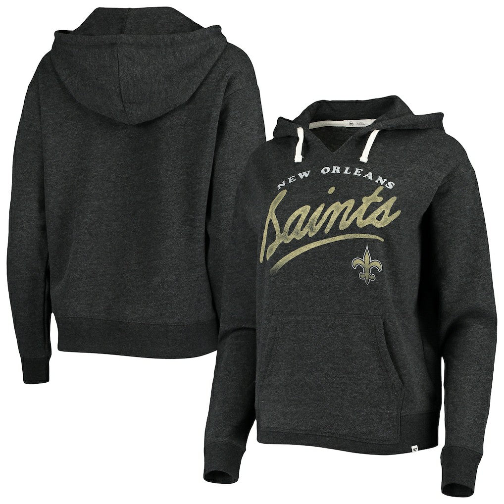 New Orleans Saints '47 Women's Cross Script Emerson Hoodie - Heather Charcoal sale