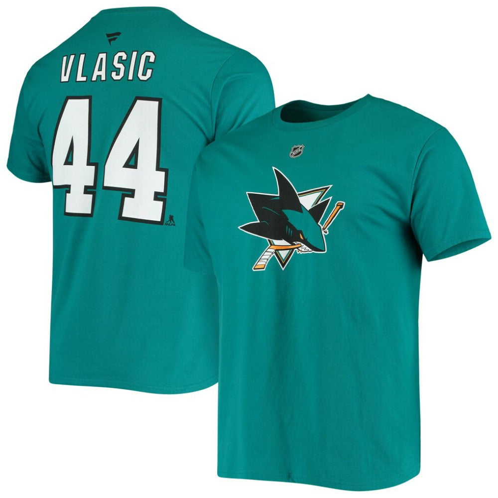 Marc-Edouard Vlasic San Jose Sharks Fanatics Player Name and Number T-Shirt Teal