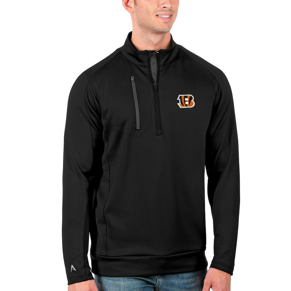 Cincinnati Bengals Antigua Generation Quarter-Zip Pullover Jacket - Black/Charcoal outlet