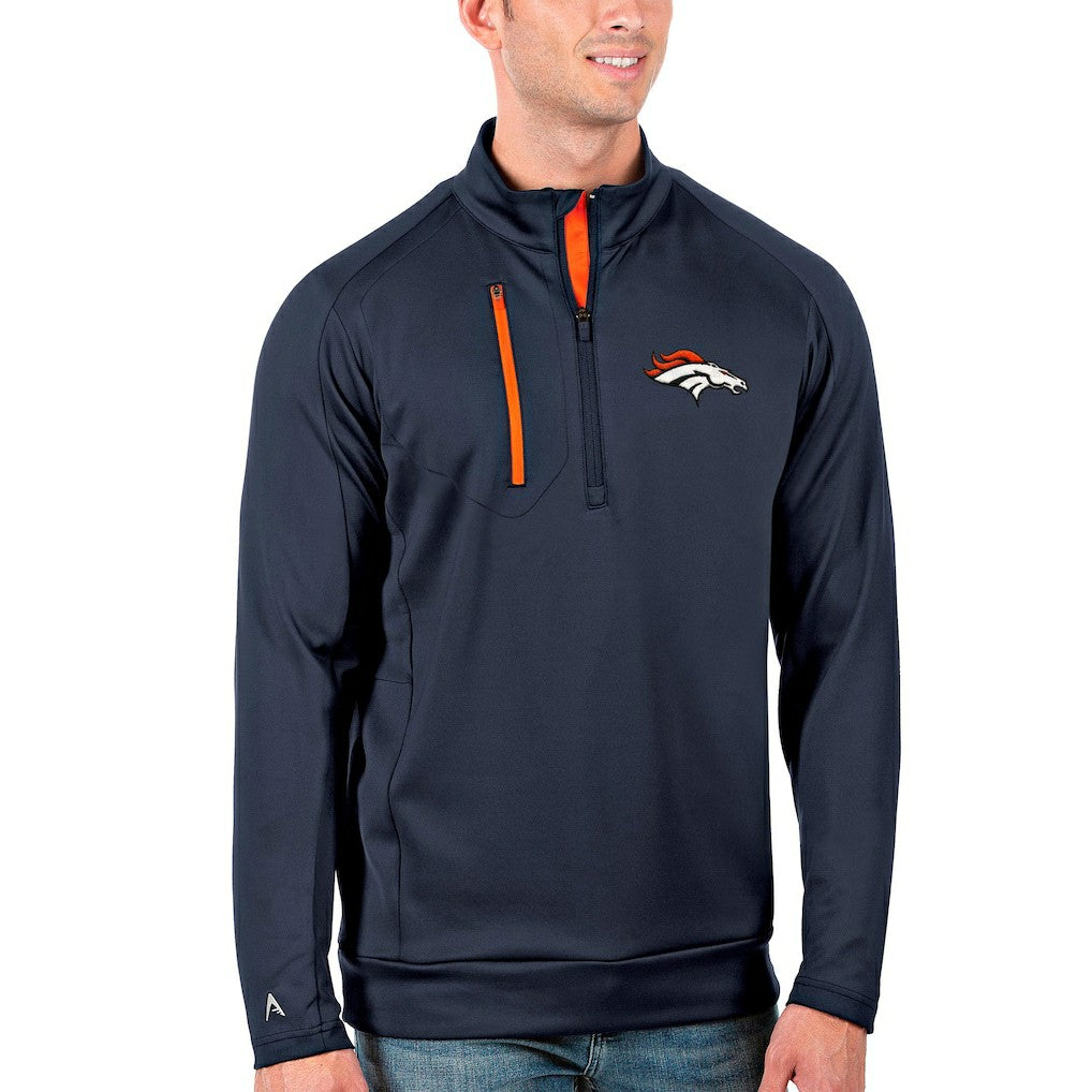 Denver Broncos Antigua Generation Quarter-Zip Pullover Jacket - Navy/Orange online