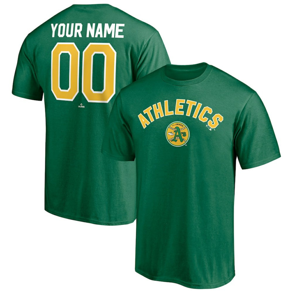 Athletics Cooperstown Winning Streak Personalized Name & Number T-Shirt - Kelly Green