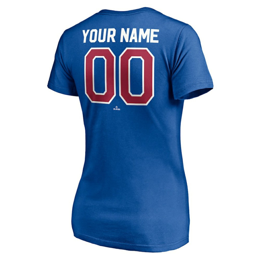 Atlanta Braves Women's Cooperstown Winning Streak Personalized Name & Number V-Neck T-Shirt - Royal