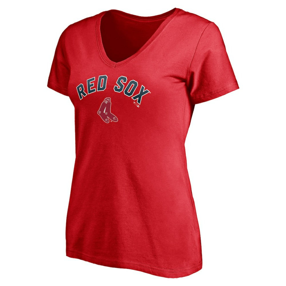 Boston Red Sox Women's Cooperstown Winning Streak Personalized Name & Number V-Neck T-Shirt - Red