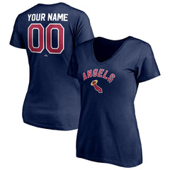 Los Angeles Angels Women's Cooperstown Winning Streak Personalized Name & Number V-Neck T-Shirt - Navy
