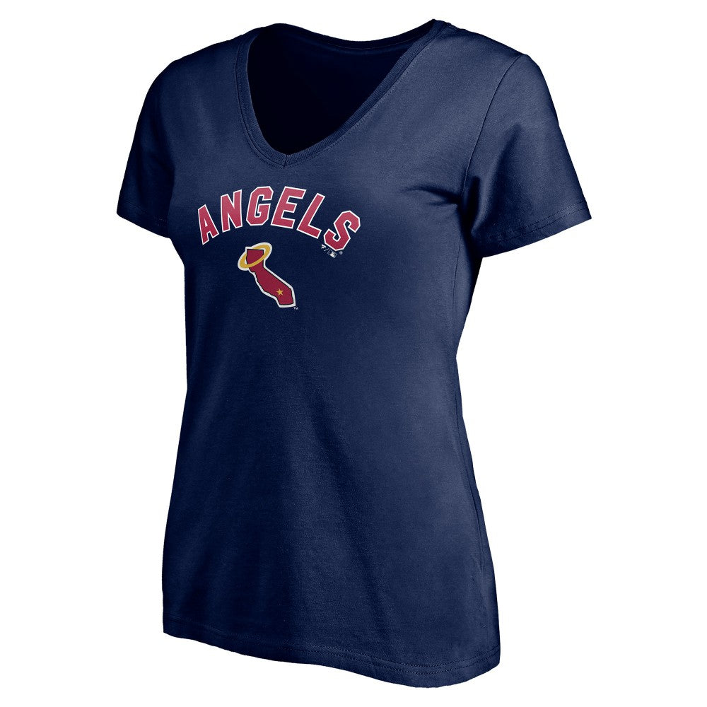 Los Angeles Angels Women's Cooperstown Winning Streak Personalized Name & Number V-Neck T-Shirt - Navy
