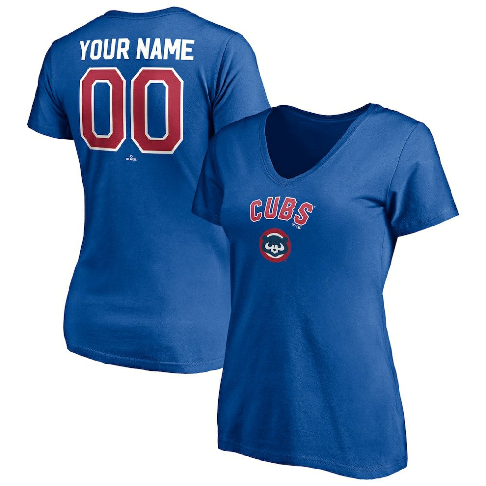 Chicago Cubs Women's Cooperstown Winning Streak Personalized Name & Number V-Neck T-Shirt - Royal