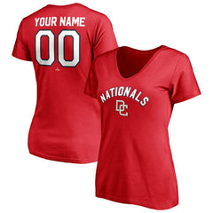 Washington Nationals Women's Cooperstown Winning Streak Personalized Name & Number V-Neck T-Shirt - Red