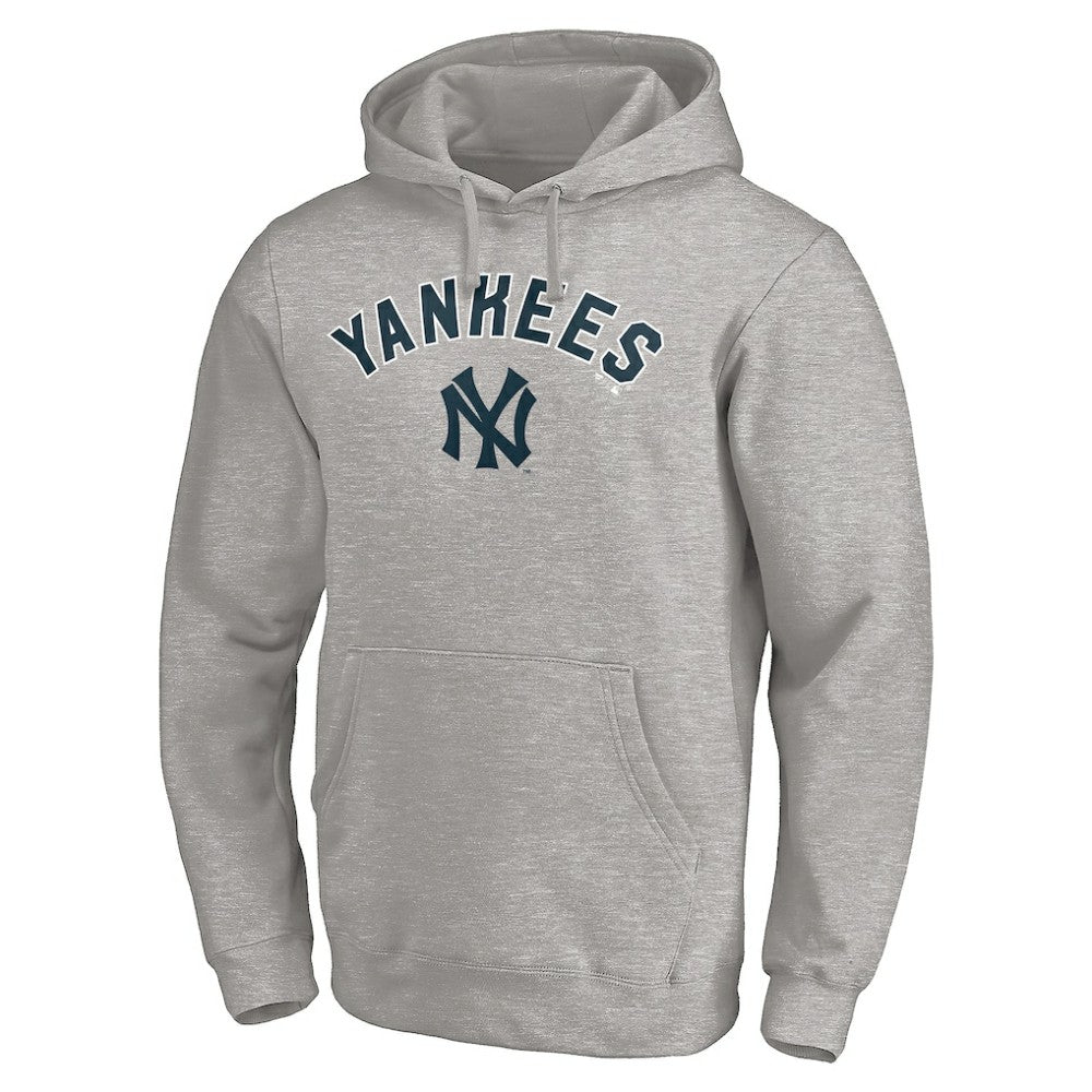 New York Yankees Cooperstown Winning Streak Alternate Personalized Name & Number Pullover Hoodie - Heathered Gray