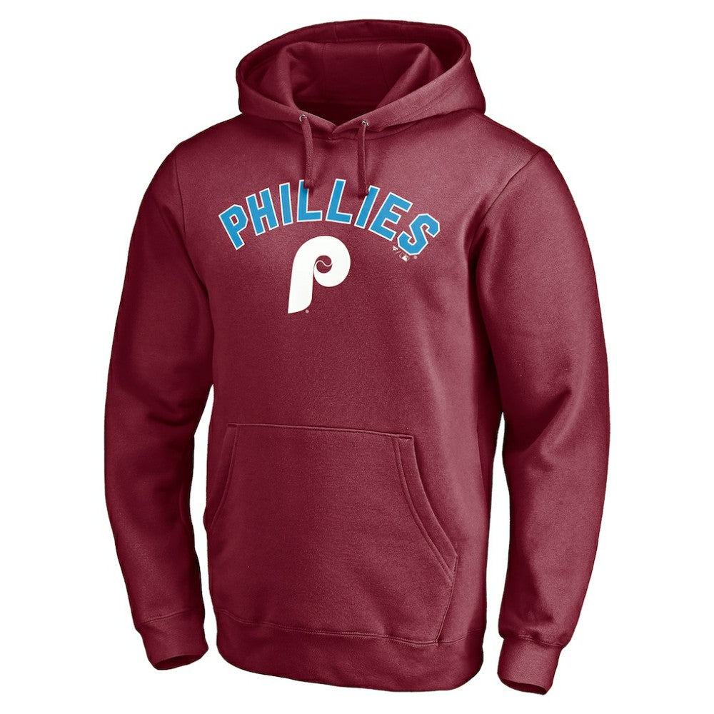 Philadelphia Phillies Cooperstown Winning Streak Alternate Personalized Name & Number Pullover Hoodie - Burgundy
