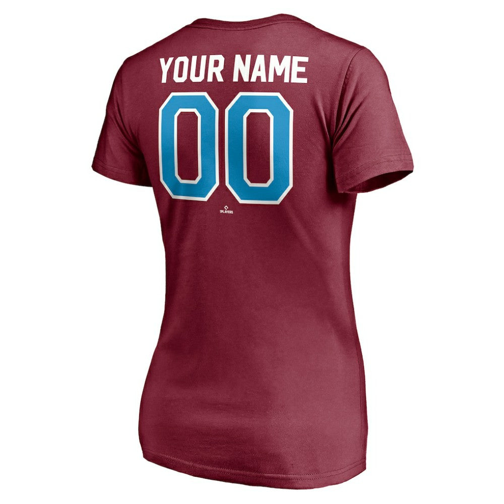 Philadelphia Phillies Women's Cooperstown Winning Streak Alternate Personalized Name & Number V-Neck T-Shirt - Burgundy