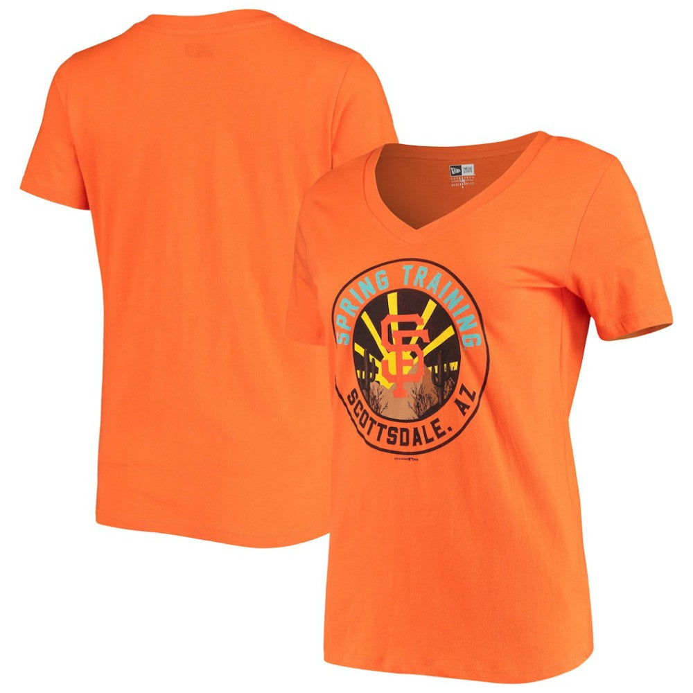 San Francisco Giants Women's Spring Training Circle V-Neck T-Shirt - Orange | New Era